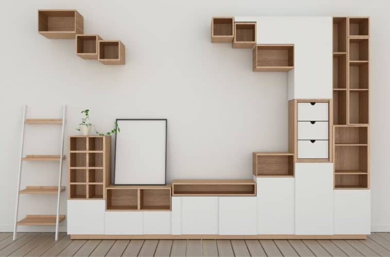 modular wall storage living room