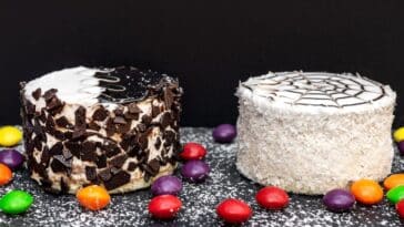 two store bought cakes with some added toppings