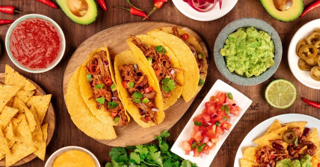 tacos with guac and salsa