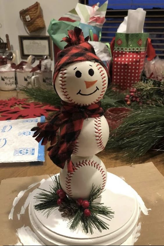 Adorable Baseball Snowman