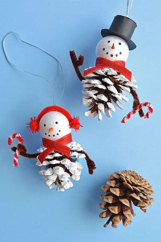 Adorable Pinecone Snowman Ornaments