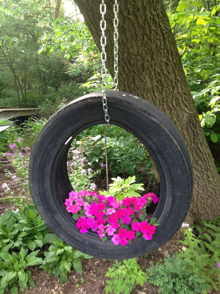 Charming Hanging Tire Planter