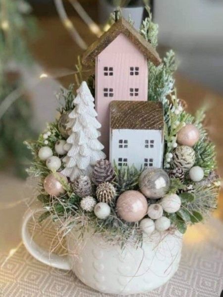 Charming Winter Village Centerpiece