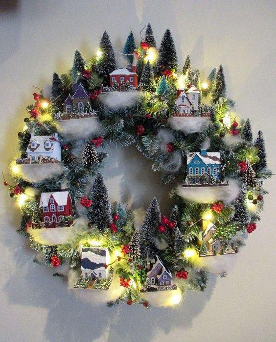 Charming Winter Village Wreath