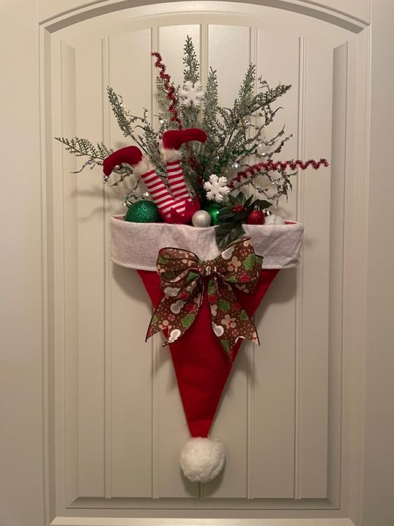 Cheerful Santa Stocking Wreath