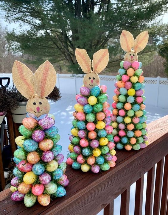 Colorful Bunny Egg Trees