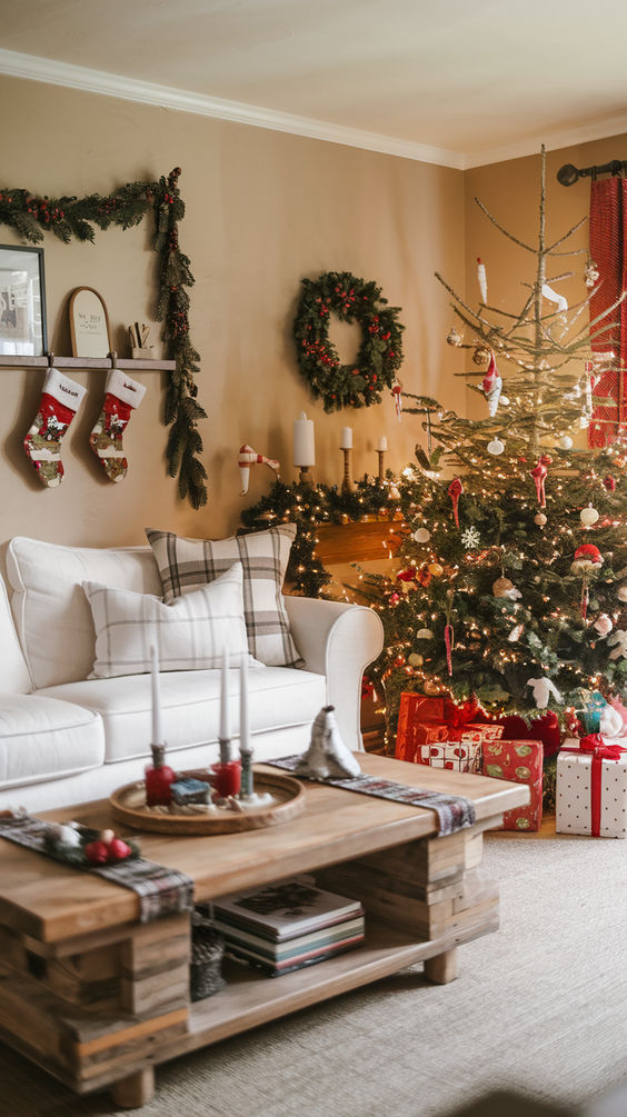 Cozy Rustic Christmas Living Room Decor