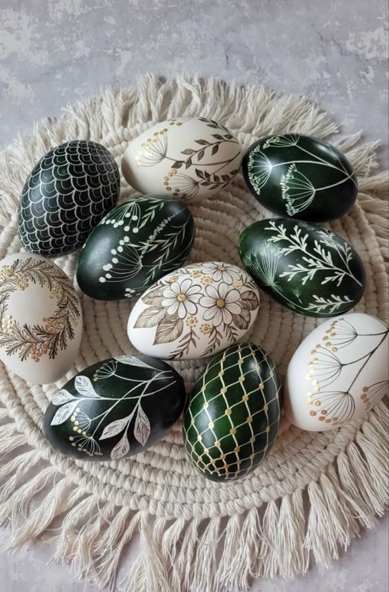 Elegant Hand-Painted Botanical Eggs