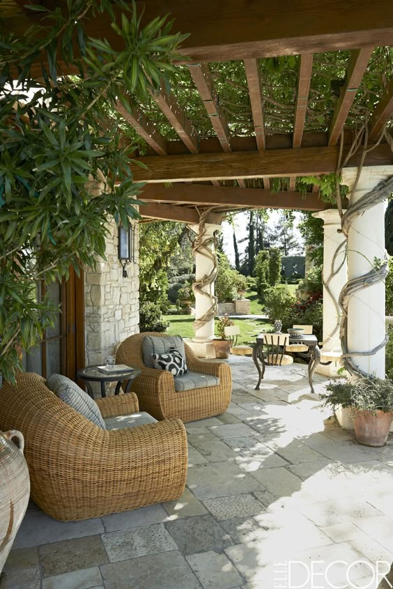 Elegant Mediterranean Pergola Patio