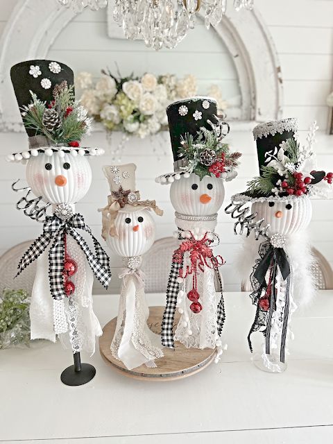 Elegant Snowman Family Decor