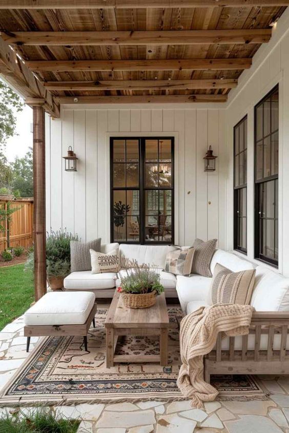 Farmhouse-Inspired Cozy Patio Nook