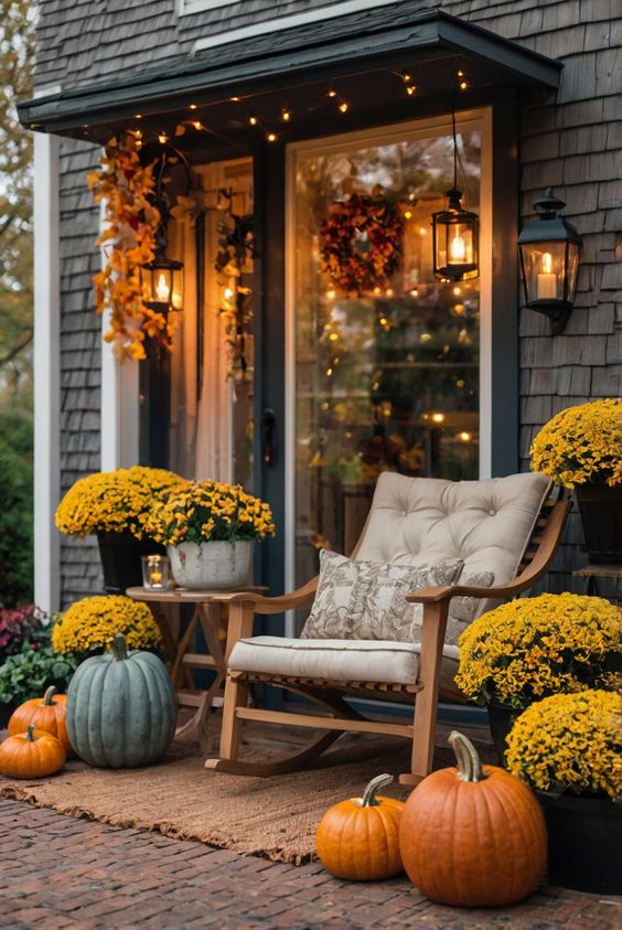 Golden Mums Cozy Porch