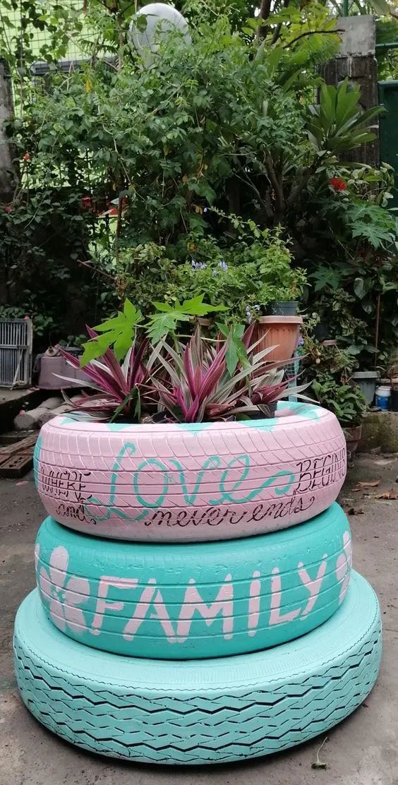 Heartfelt Family Tire Planter