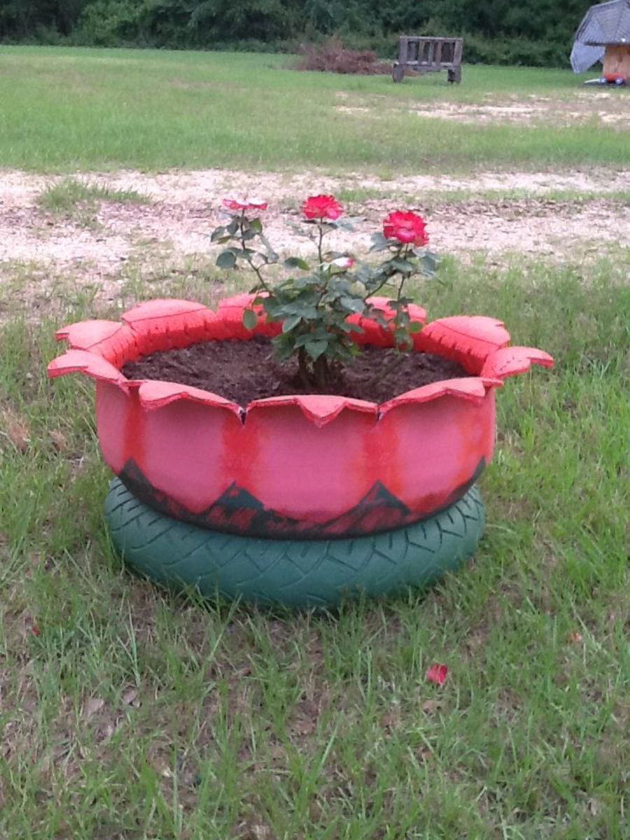 Layered Blooming Tire Planter