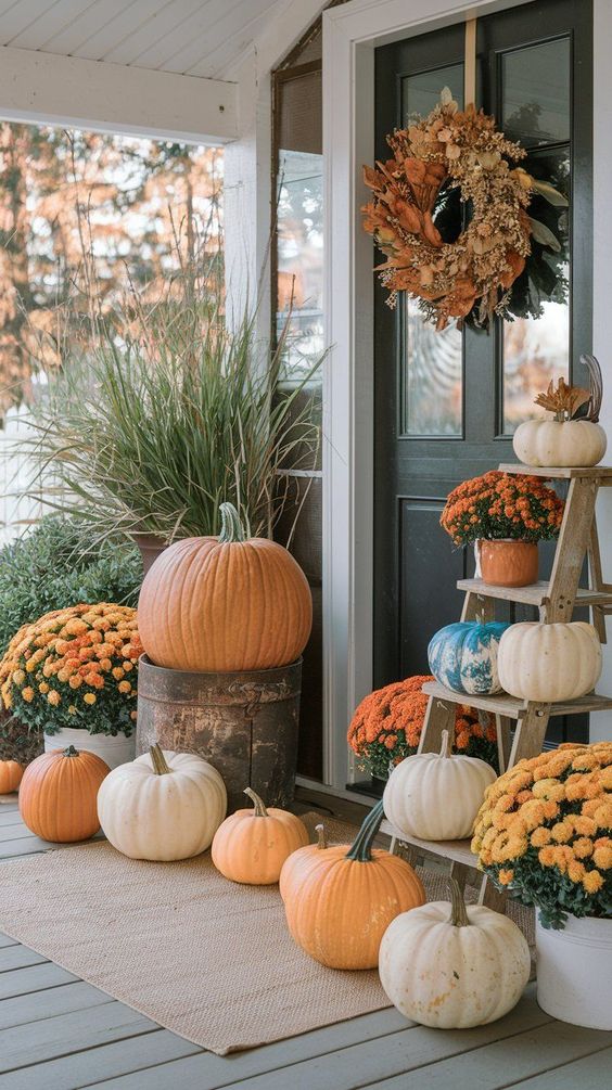 Layered Pumpkin Display Porch