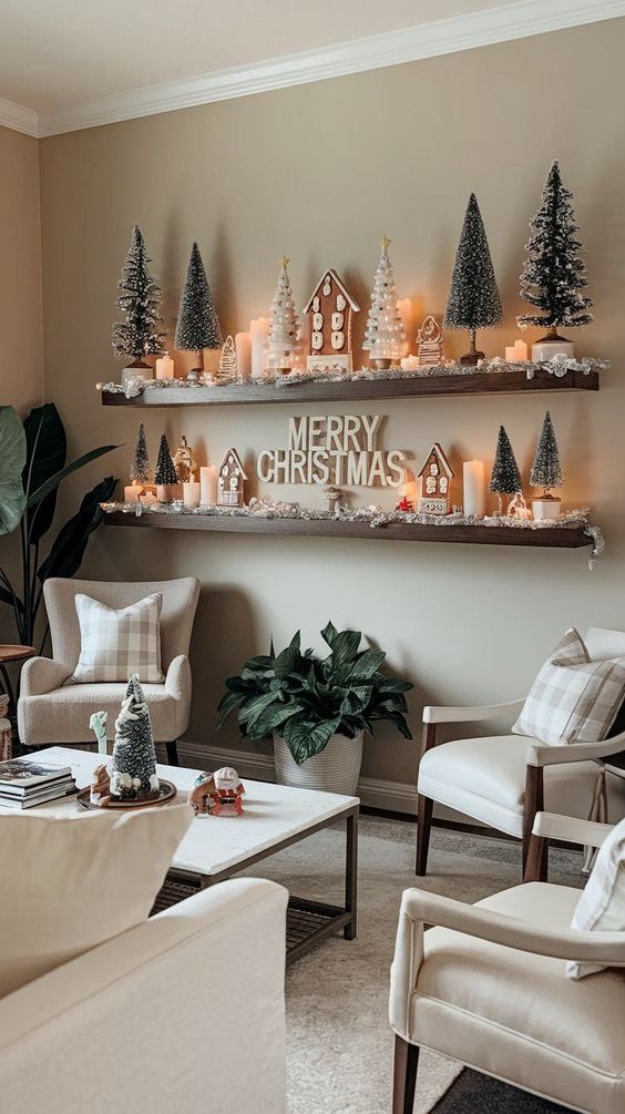 Minimalist Christmas Shelf Display Living Room Decor