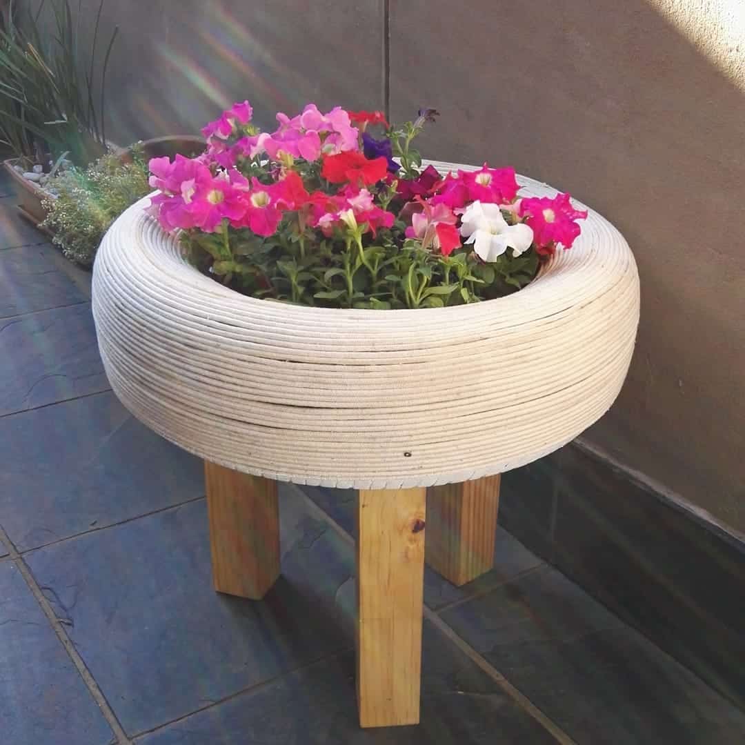 Minimalist Raised Tire Planter