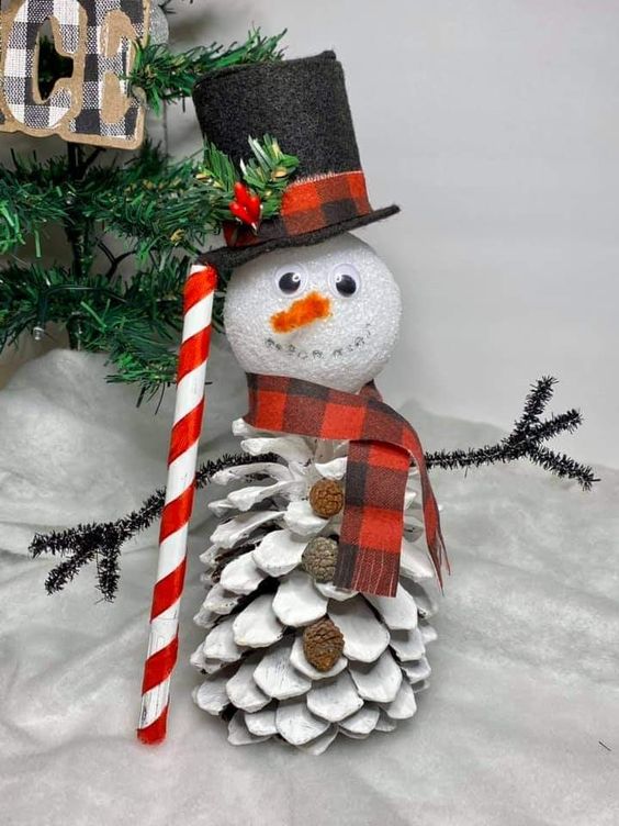 Pinecone Plaid Snowman