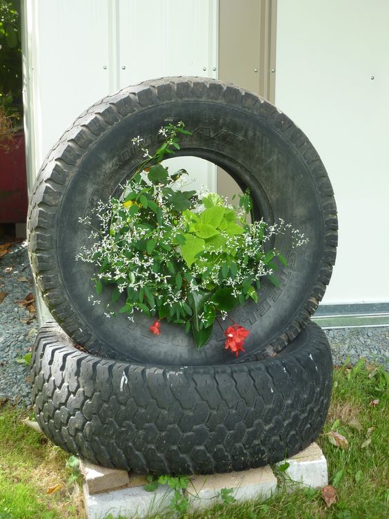 Rustic Double-Tire Flower Planter