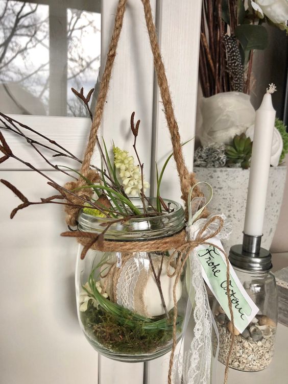 Rustic Hanging Easter Terrarium