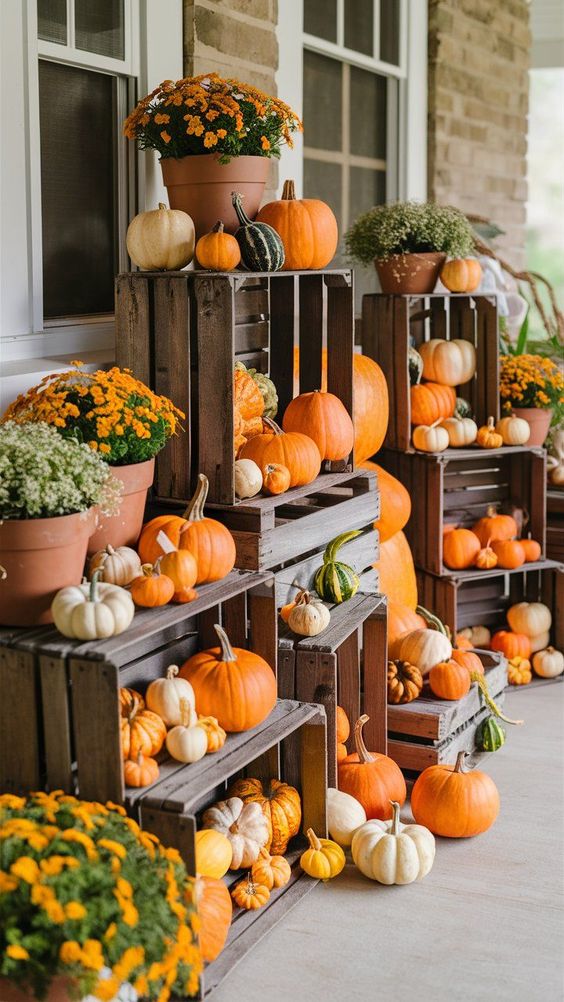 Rustic Pumpkin Crate Display