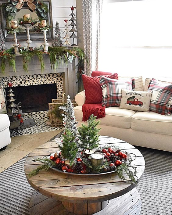 Rustic and Festive Christmas Living Room Decor