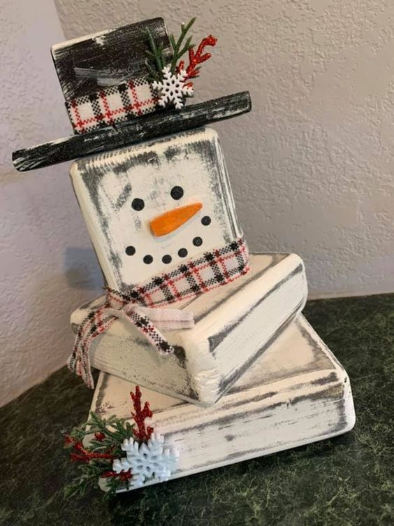 Stacked Wooden Snowman