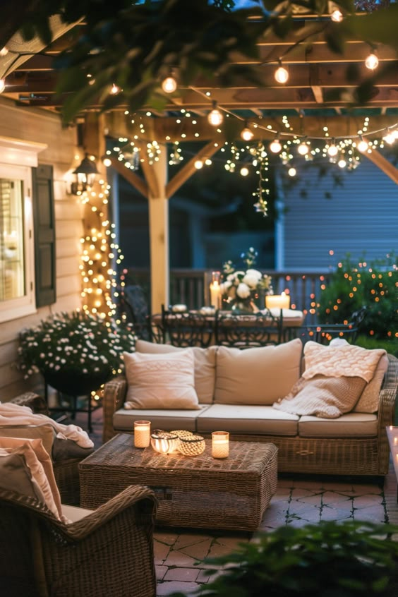 Twinkling Nighttime Patio Haven