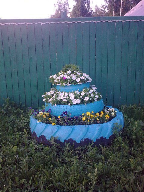 Vibrant Tiered Fountain Tire Planter