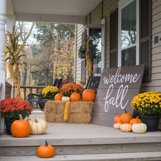 Welcoming Fall Harvest Porch