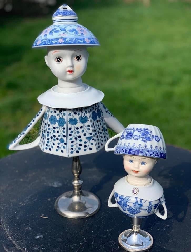 Charming Doll Figurines from Vintage Dishware