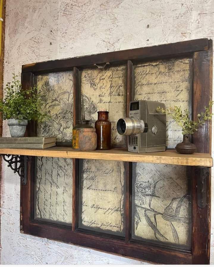 Charming Rustic Window Frame Shelf