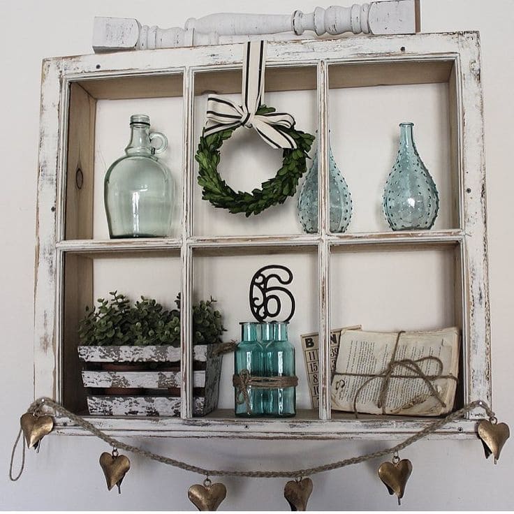 Charming Rustic Window Shelf Display