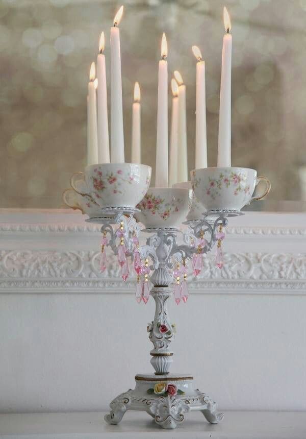 Charming Vintage Teacup Candleholder Centerpiece