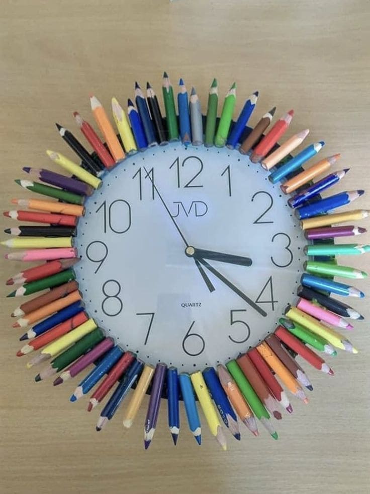 Colorful Pencil Clock