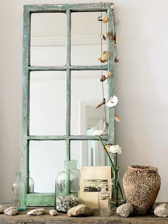 Elegant Rustic Window Mirror Decor