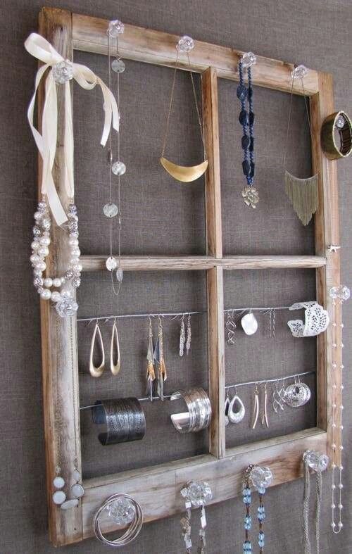 Elegant Window Frame Jewelry Organizer