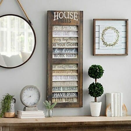 Inspirational House Rules Wall Decor