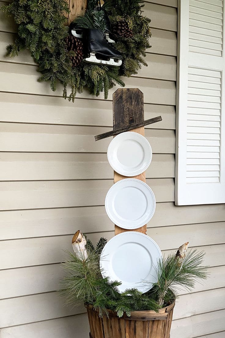 Rustic Snowman Plate Decor