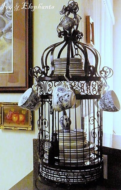 With Elegant Birdcage Dish Display