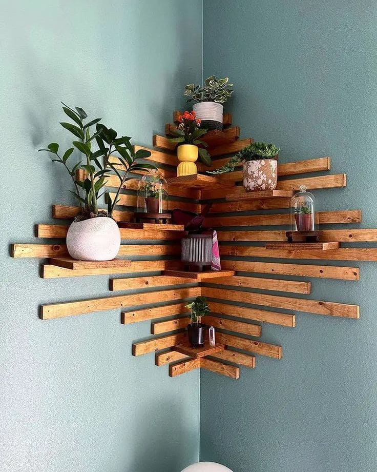 Artistic Wooden Layers Corner Shelf