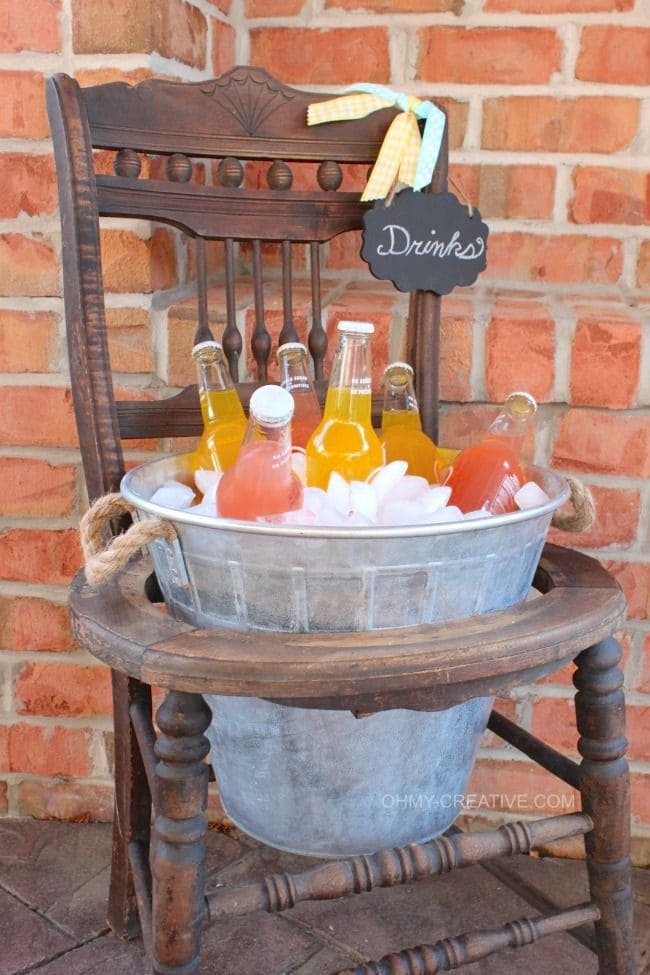 Beverage Station with Repurposed Chair