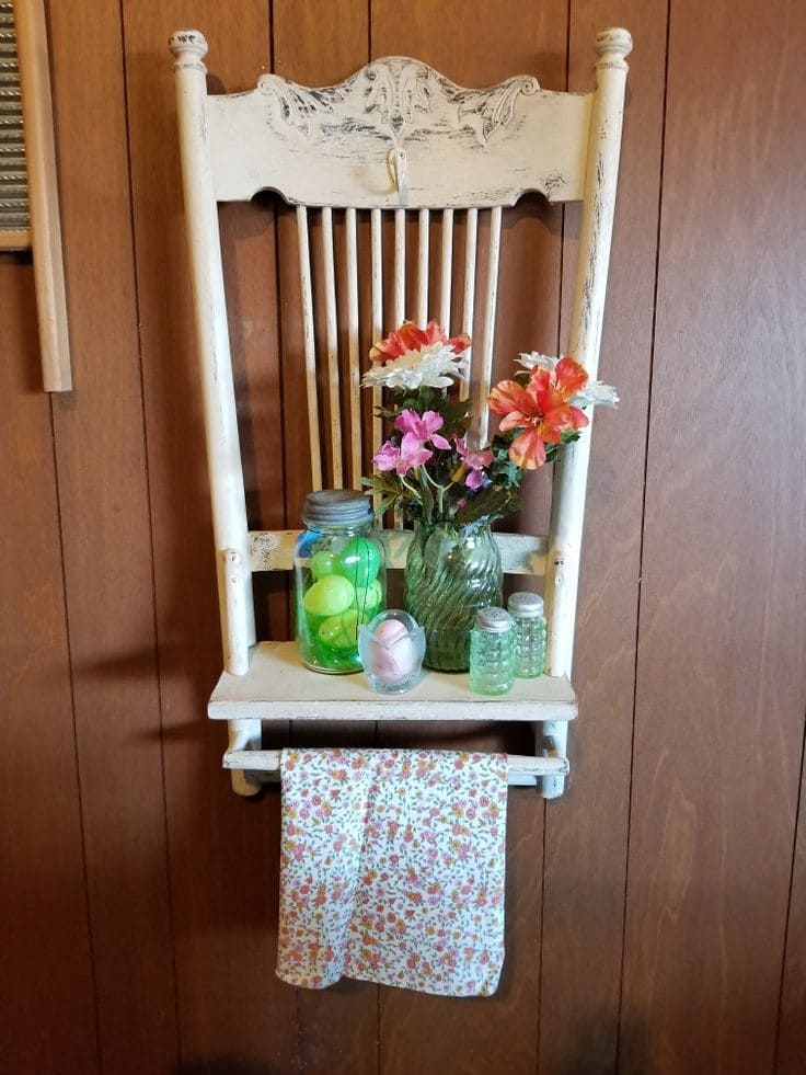 Chair Back Shelf with Floral Display