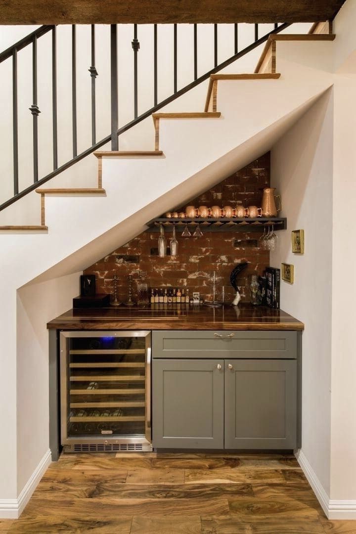 Charming Mini Bar Under Staircase