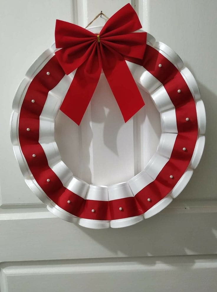 Charming Recycled Cup Christmas Wreath