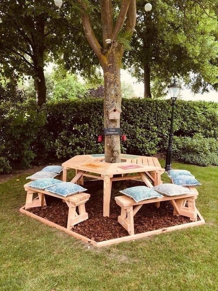 Charming Tree-Centered Picnic Bench Design