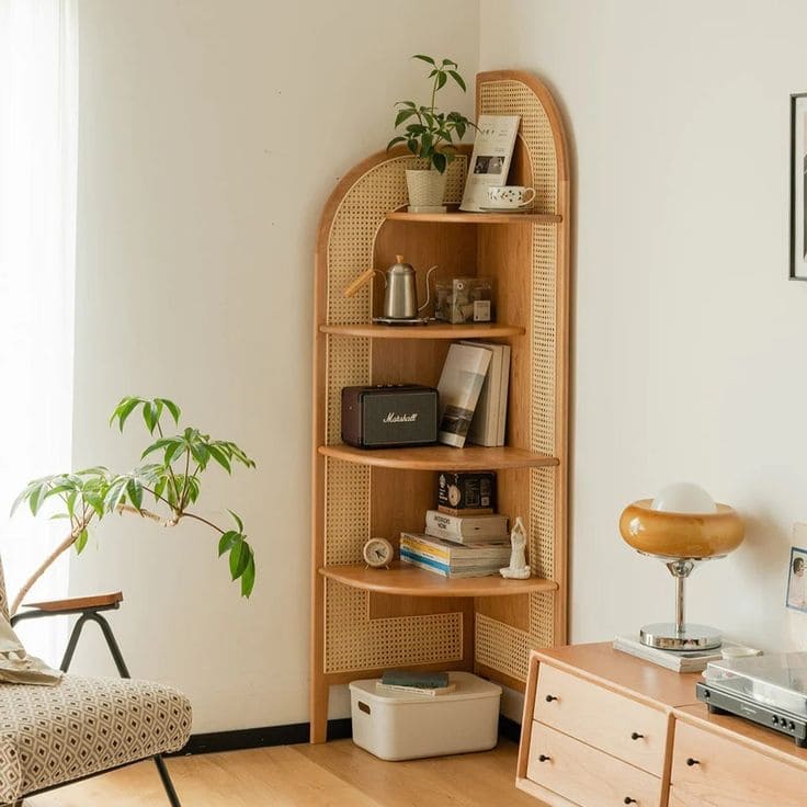 Charming and Functional Curved Corner Shelf