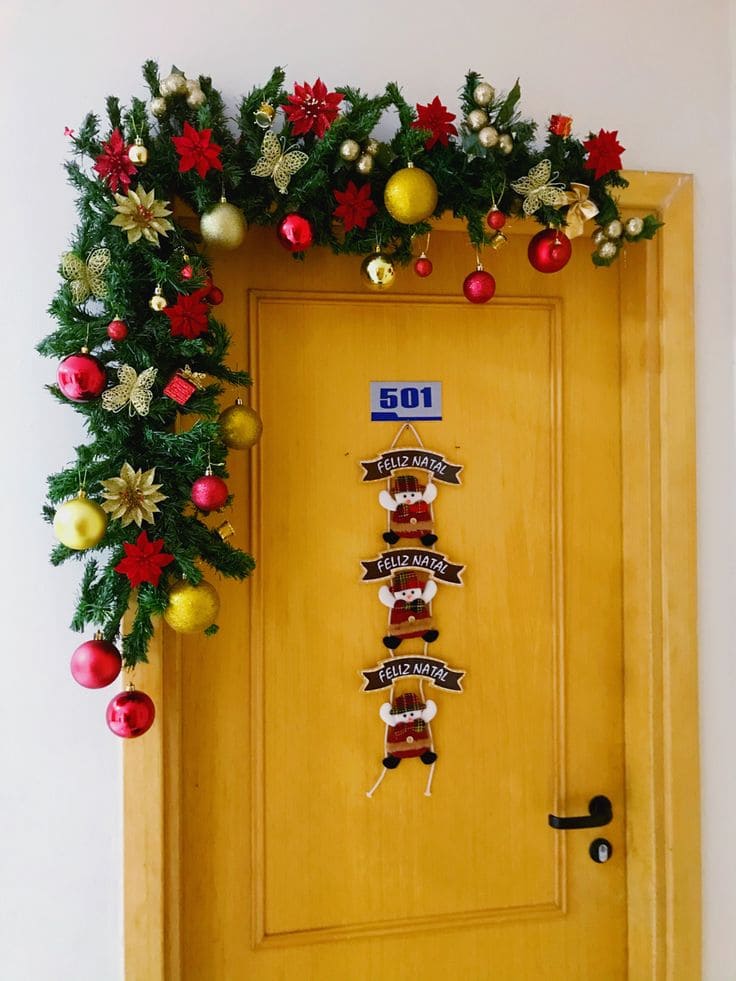 Cheerful Door with Festive Garlands