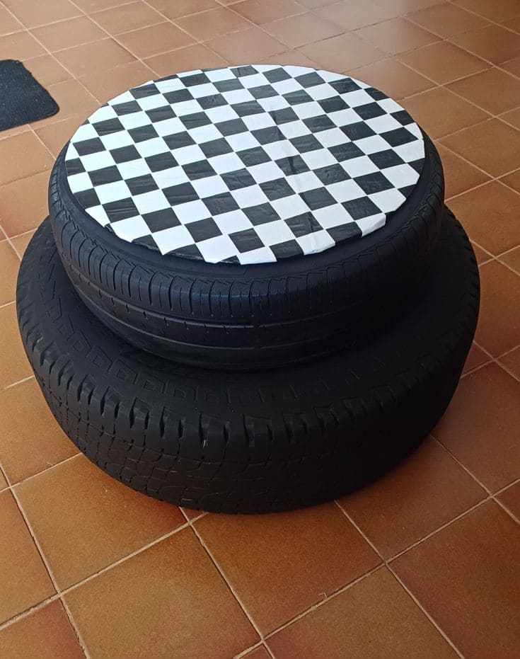 Chic Checkerboard Tire Coffee Table