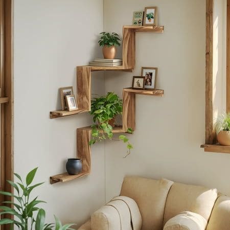 Chic Zigzag Floating Corner Shelf